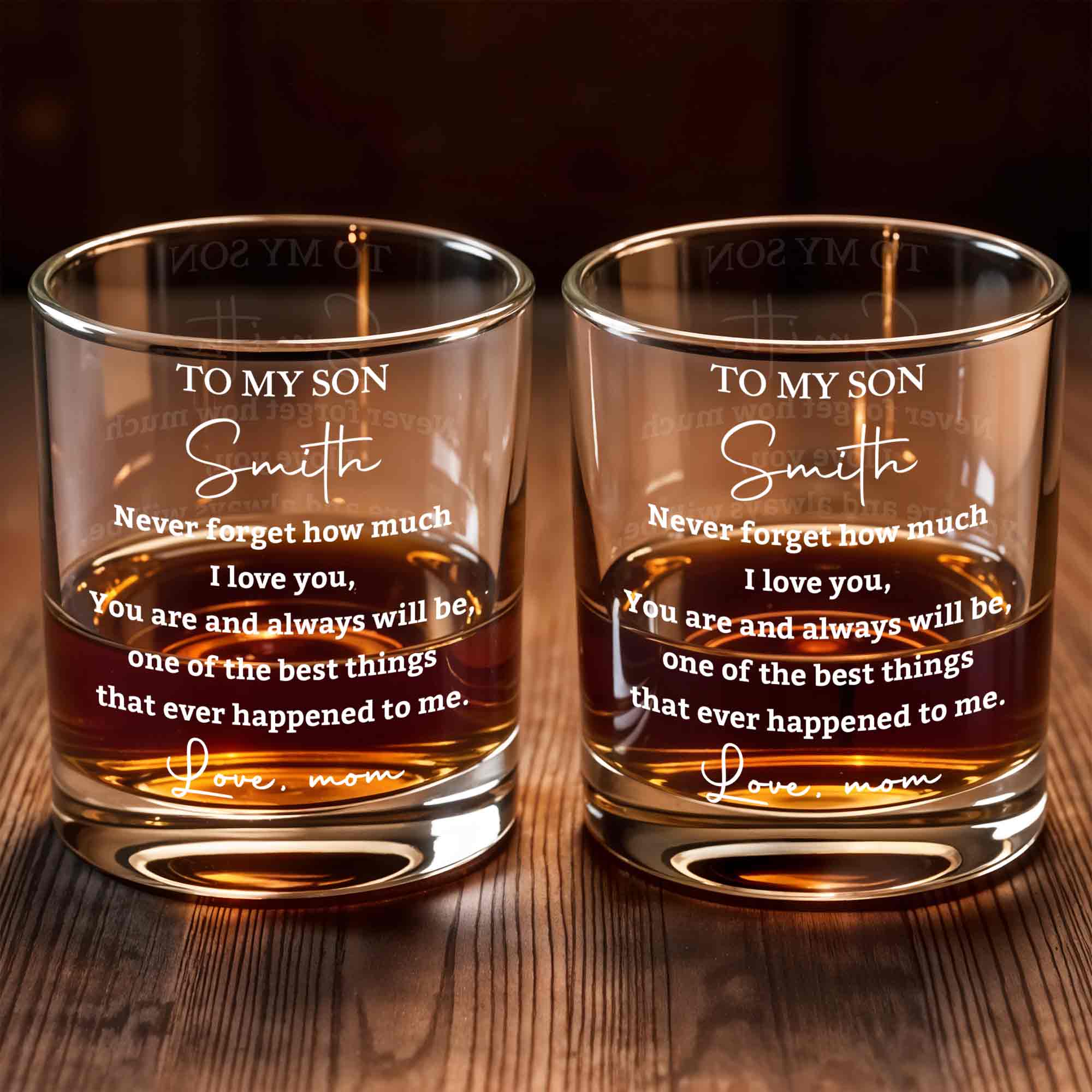 Personalized Custom Whiskey Glass Gift for Son - Heart Design