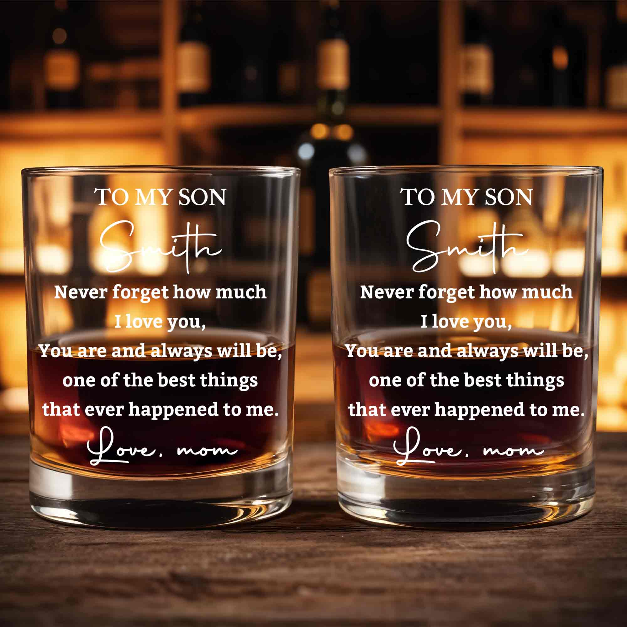 Personalized Custom Whiskey Glass Gift for Son - Heart Design