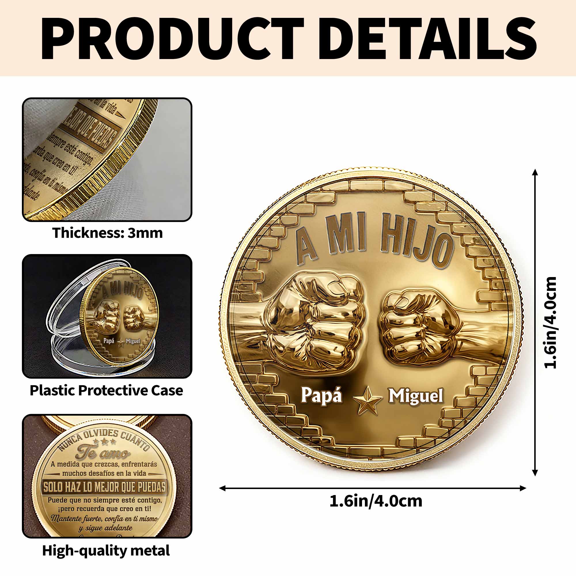 Custom Commemorative Coin for Son Fist Bump Gift Idea