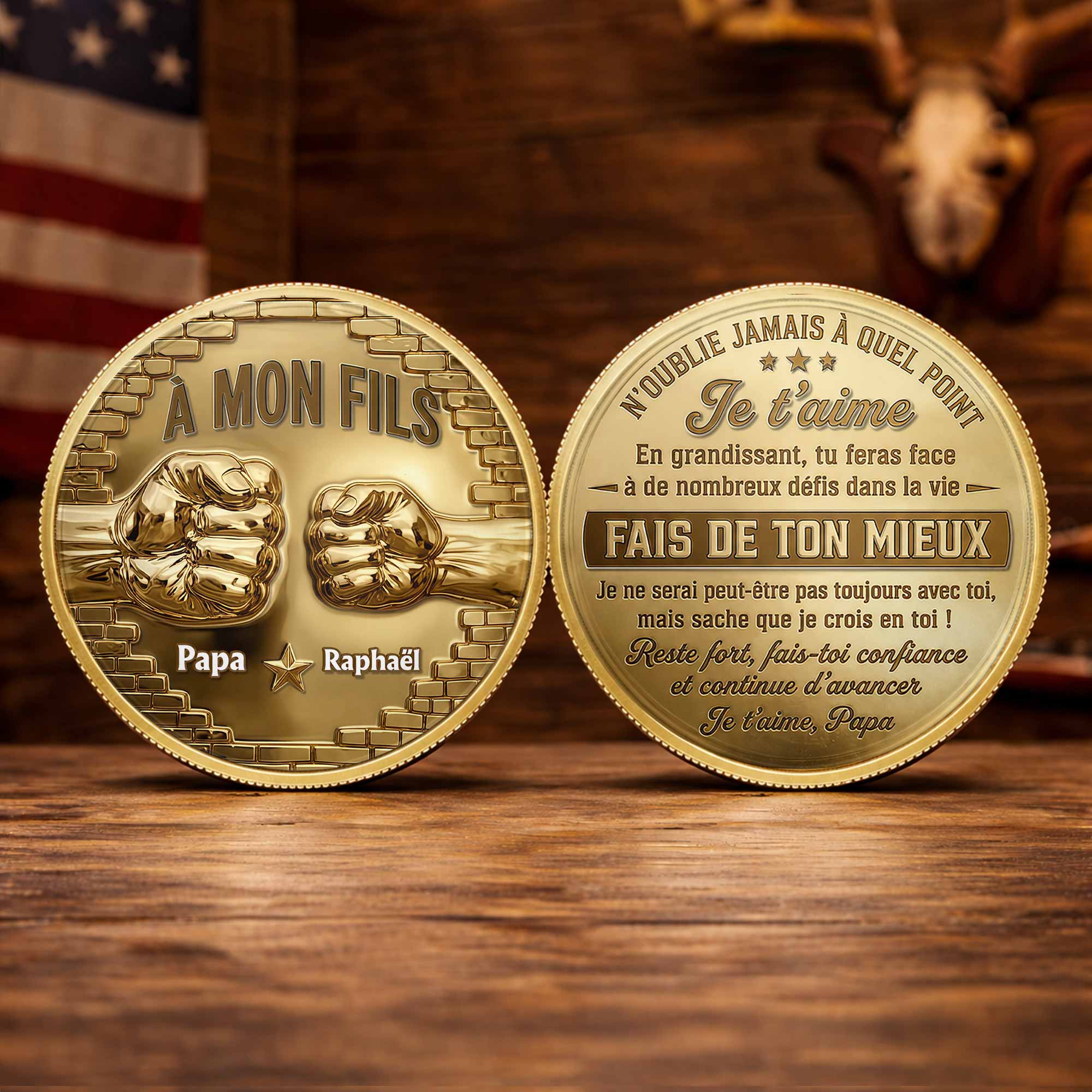 Custom 3D Gold Effect Commemorative Coin for Son Gift
