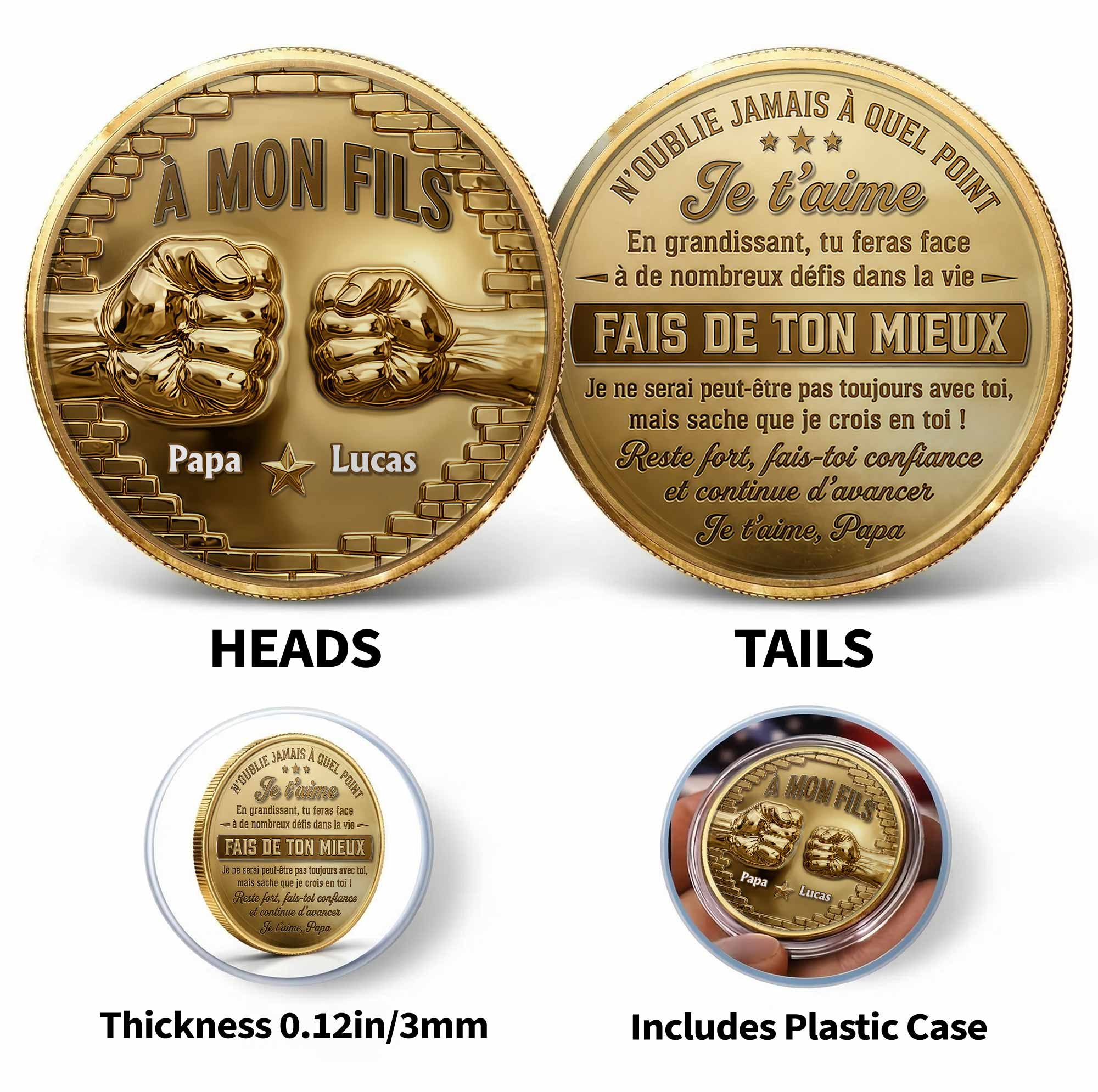 Custom 3D Gold Effect Commemorative Coin for Son Gift