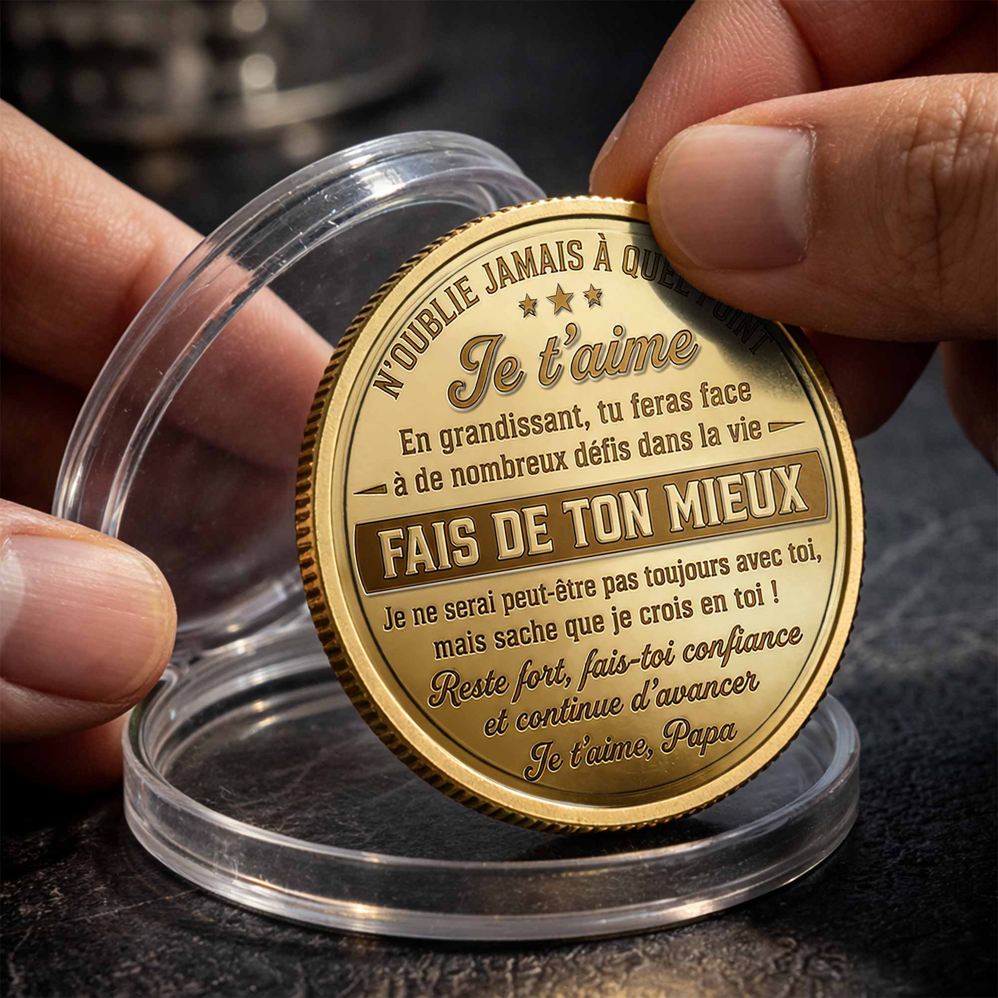 Custom 3D Gold Effect Commemorative Coin for Son Gift