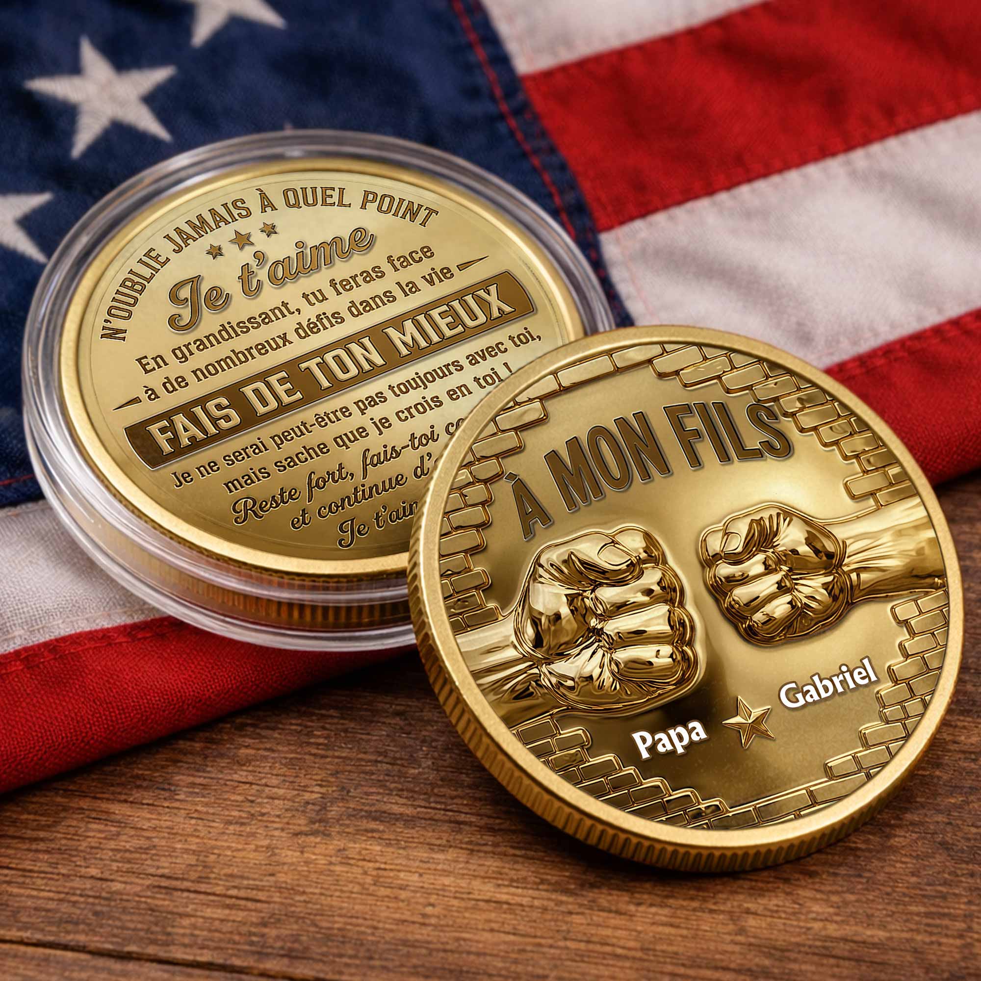 Custom 3D Gold Effect Commemorative Coin for Son Gift
