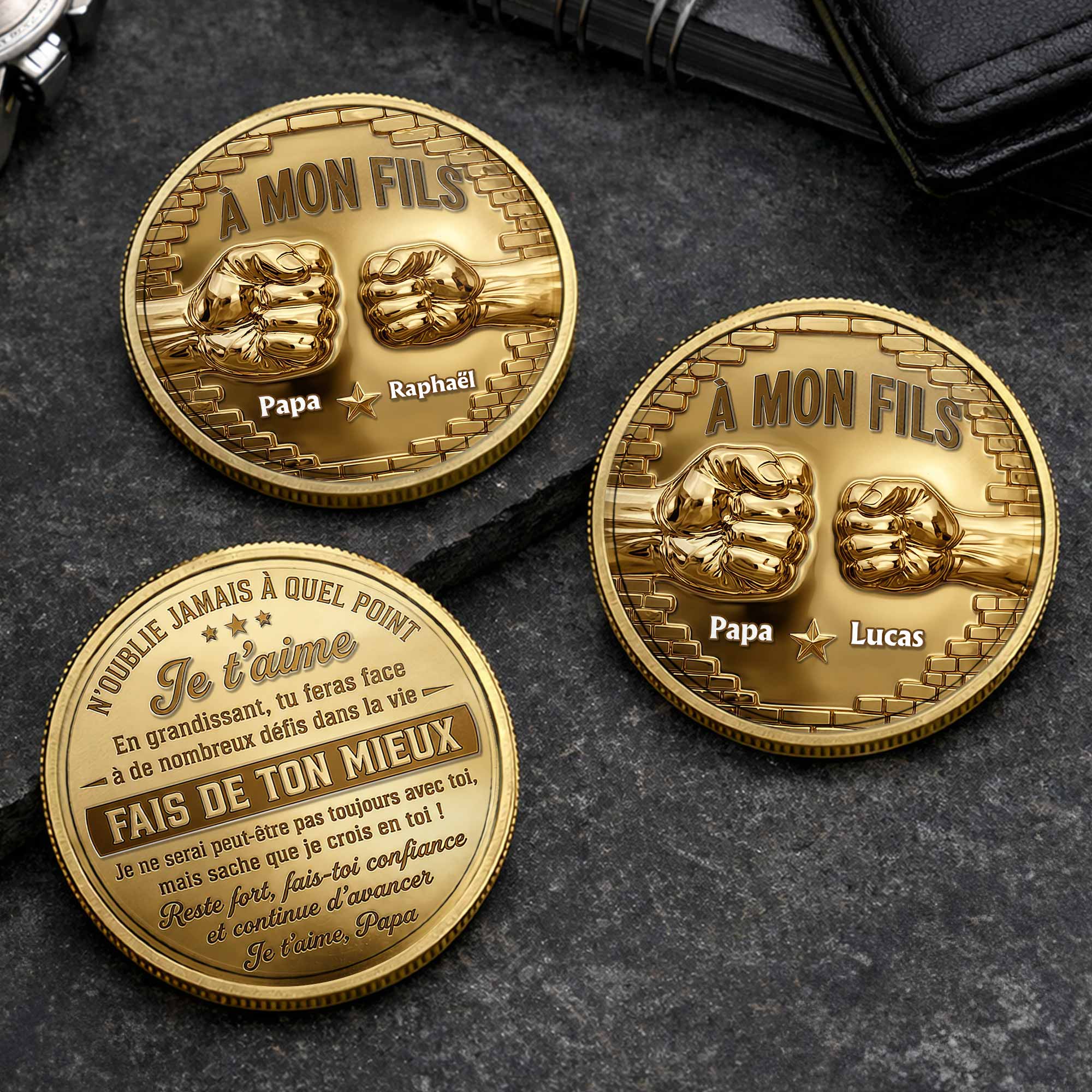 Custom 3D Gold Effect Commemorative Coin for Son Gift