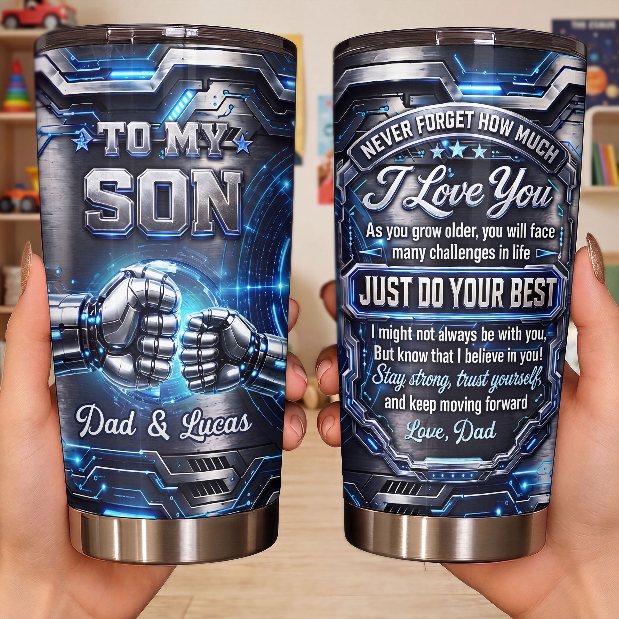 Personalized 20oz Stainless Steel Tumbler Custom Gift for Son