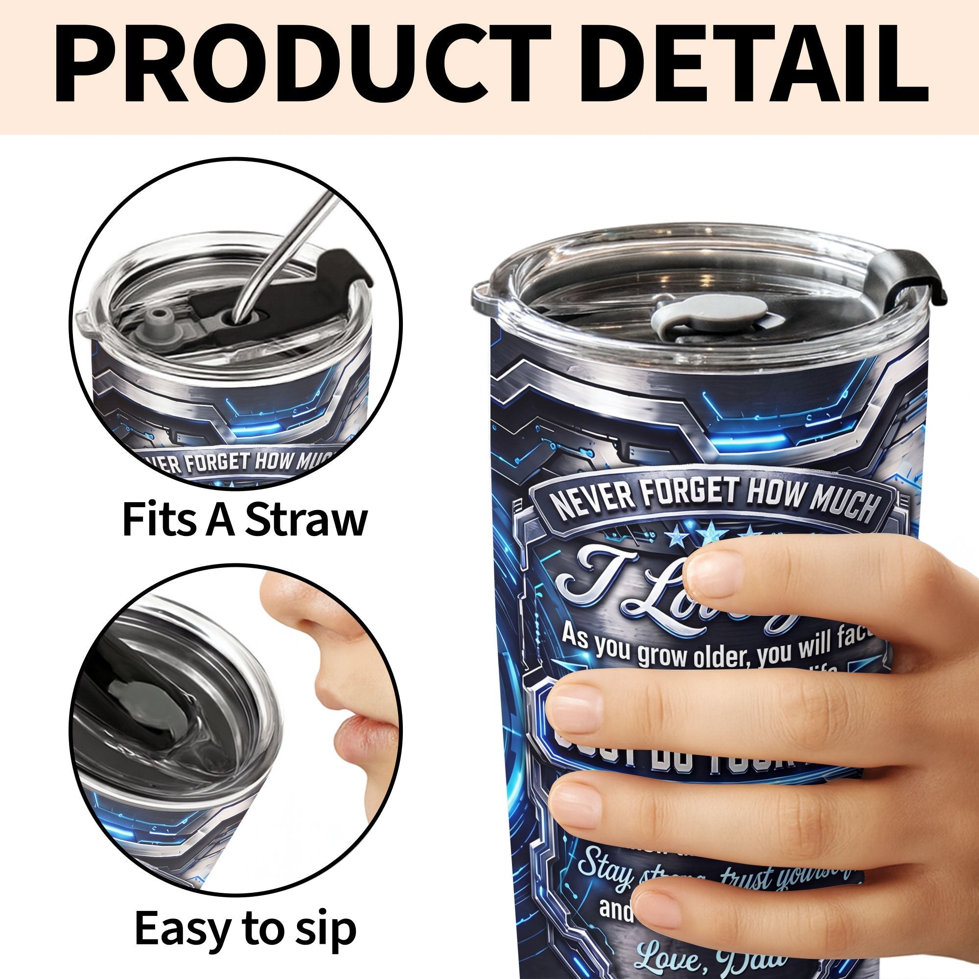 Personalized 20oz Stainless Steel Tumbler Custom Gift for Son