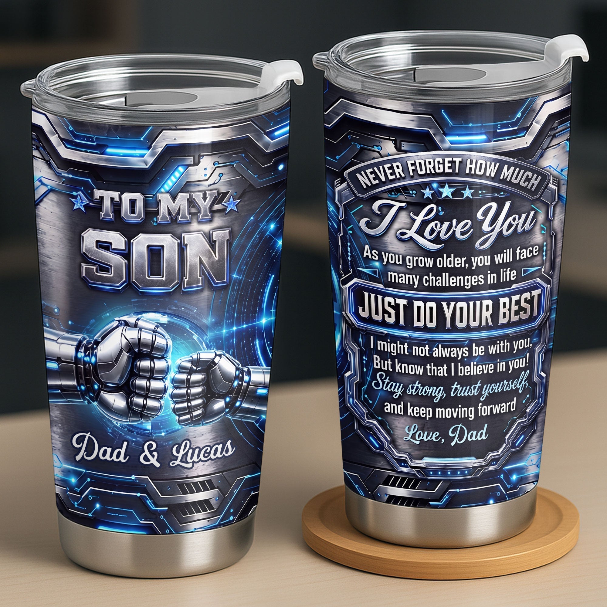 Personalized 20oz Stainless Steel Tumbler Custom Gift for Son