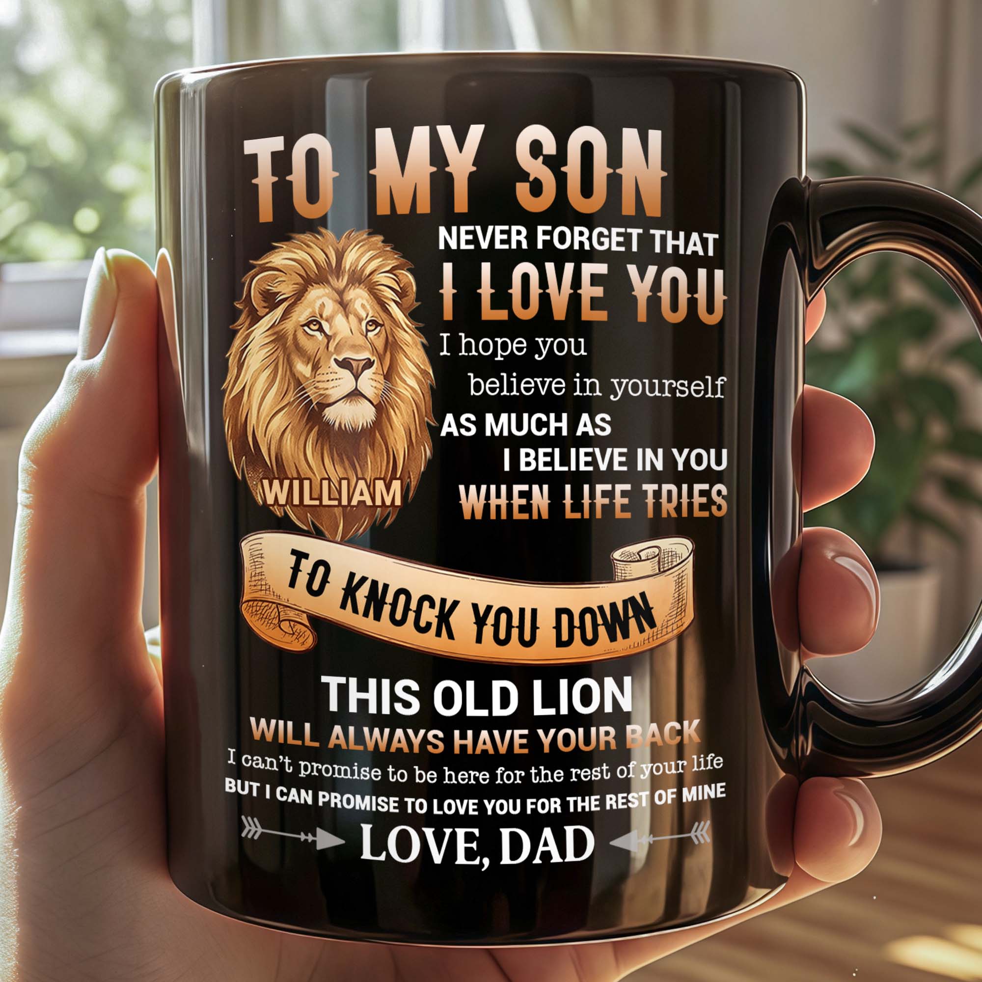 Personalized Black Mug Custom Message Gift for Son