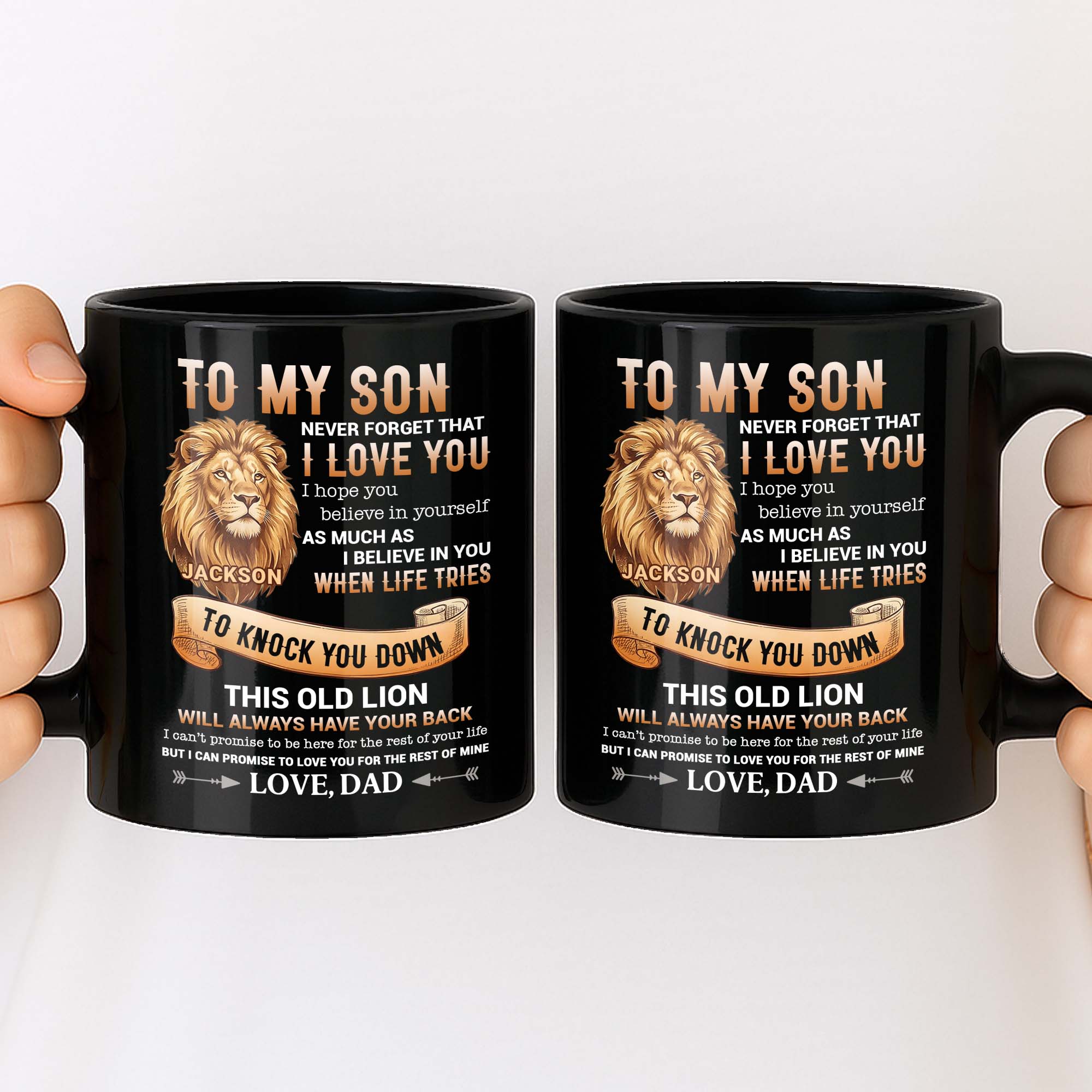 Personalized Black Mug Custom Message Gift for Son