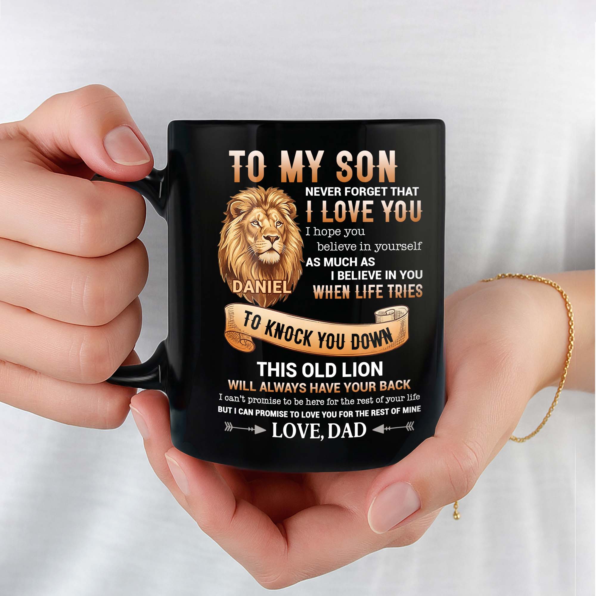 Personalized Black Mug Custom Message Gift for Son