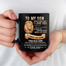 Load image into Gallery viewer, Personalized Black Mug Custom Message Gift for Son
