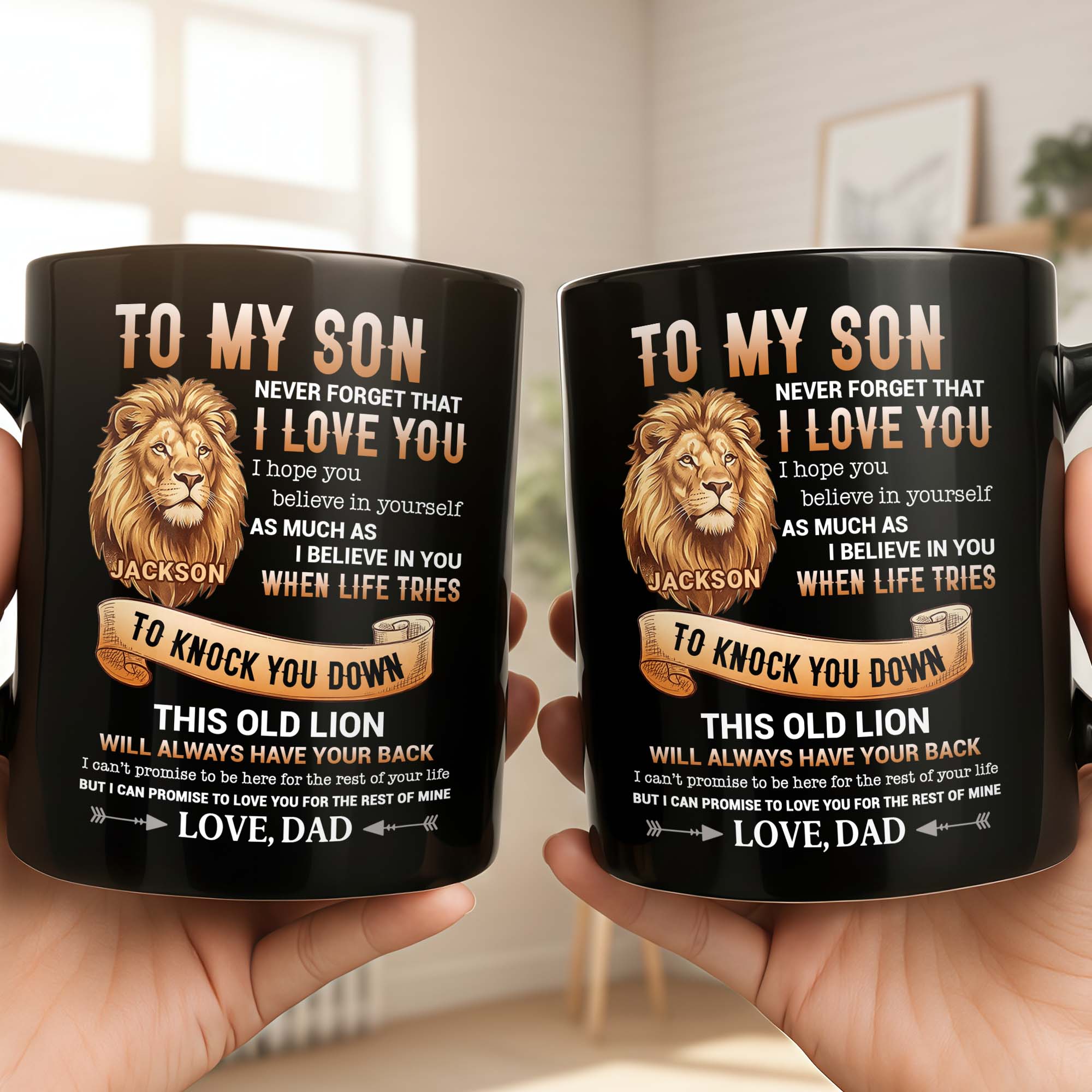 Personalized Black Mug Custom Message Gift for Son