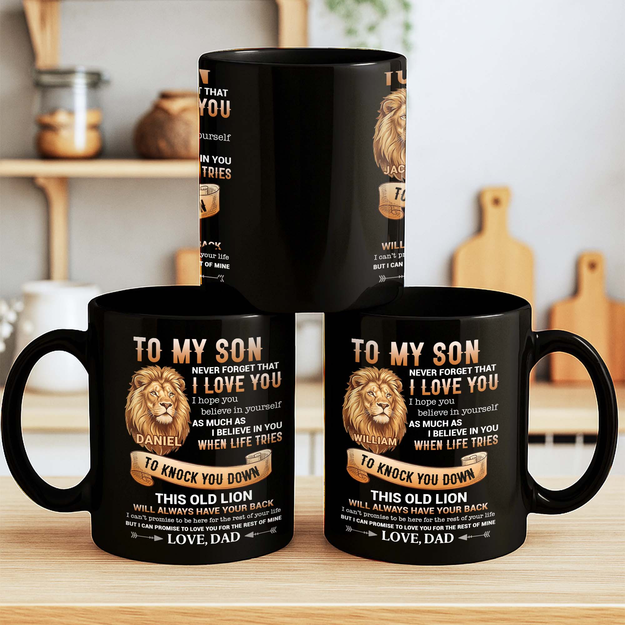 Personalized Black Mug Custom Message Gift for Son
