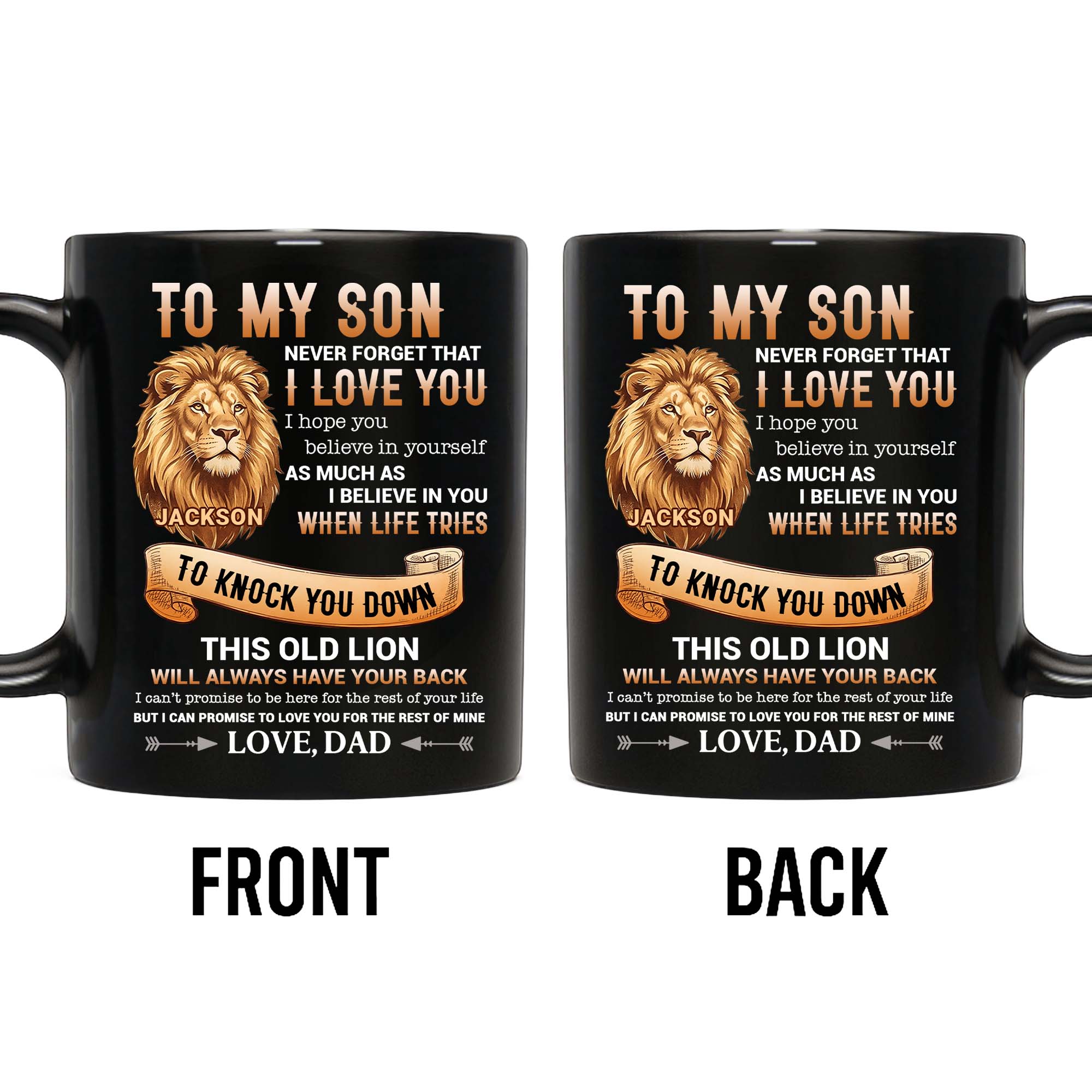 Personalized Black Mug Custom Message Gift for Son
