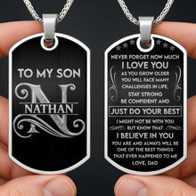 Load image into Gallery viewer, Personalized Stainless Steel Dog Tag Necklace Gift for Son
