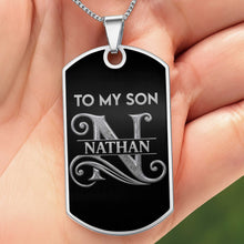 Load image into Gallery viewer, Personalized Stainless Steel Dog Tag Necklace Gift for Son
