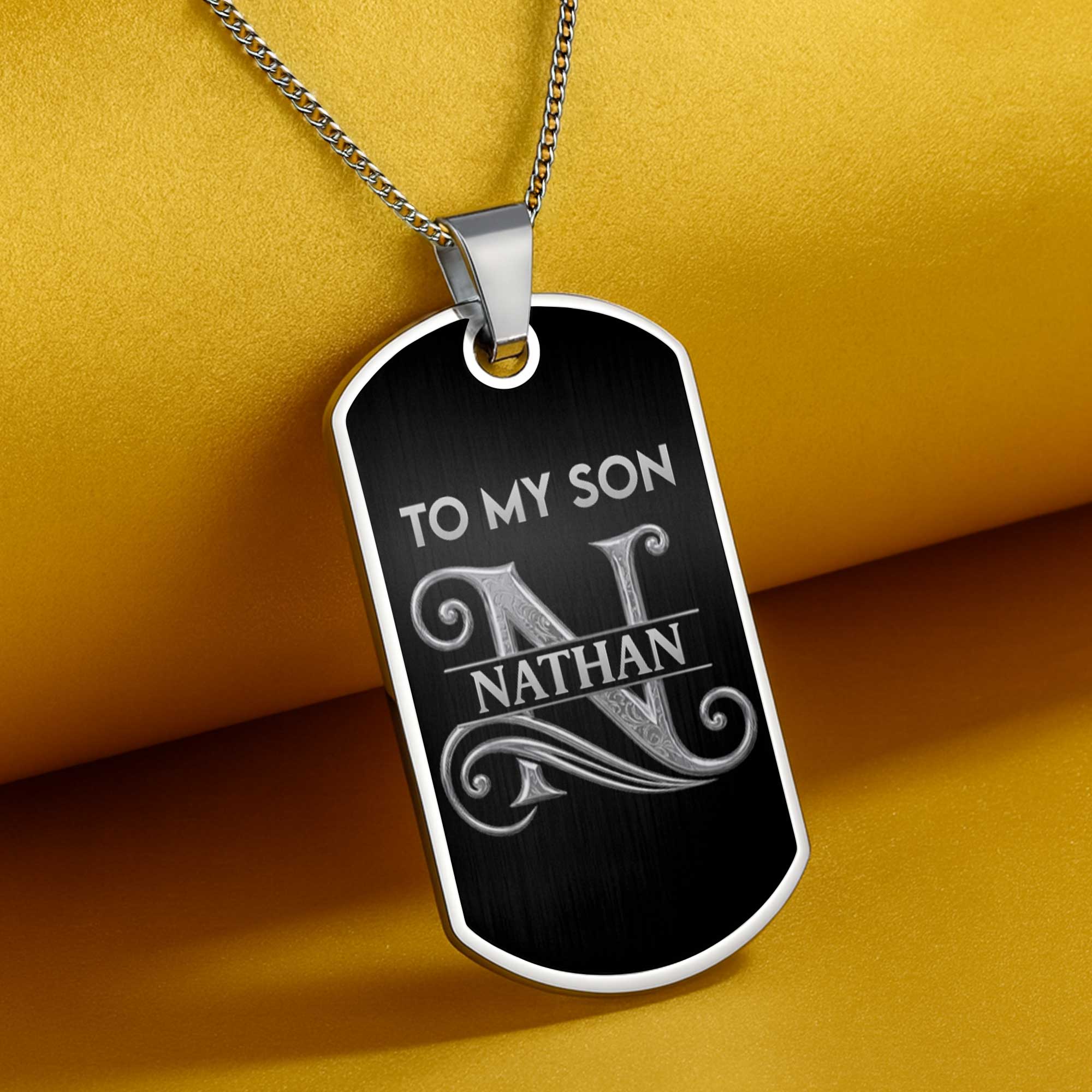 Personalized Stainless Steel Dog Tag Necklace Gift for Son