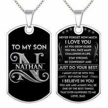 Load image into Gallery viewer, Personalized Stainless Steel Dog Tag Necklace Gift for Son

