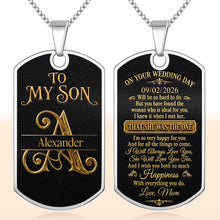 Load image into Gallery viewer, Personalized Dog Tag Necklace Custom Name Gift for Son Wedding Day
