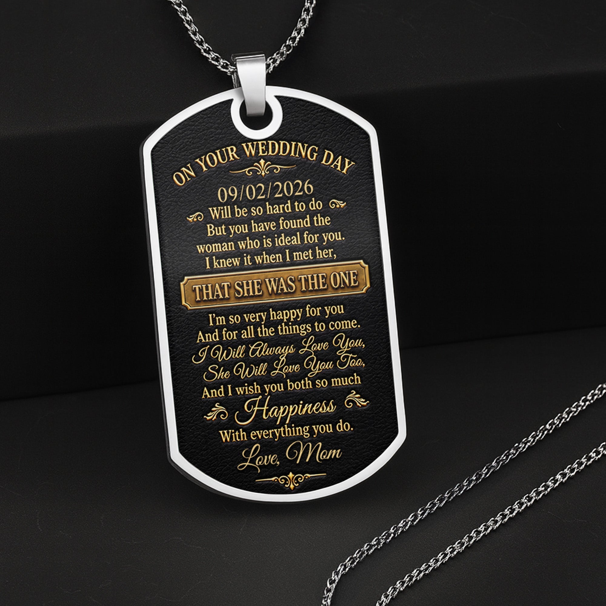 Personalized Dog Tag Necklace Custom Name Gift for Son Wedding Day