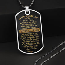 Load image into Gallery viewer, Personalized Dog Tag Necklace Custom Name Gift for Son Wedding Day
