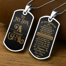Load image into Gallery viewer, Personalized Dog Tag Necklace Custom Name Gift for Son Wedding Day
