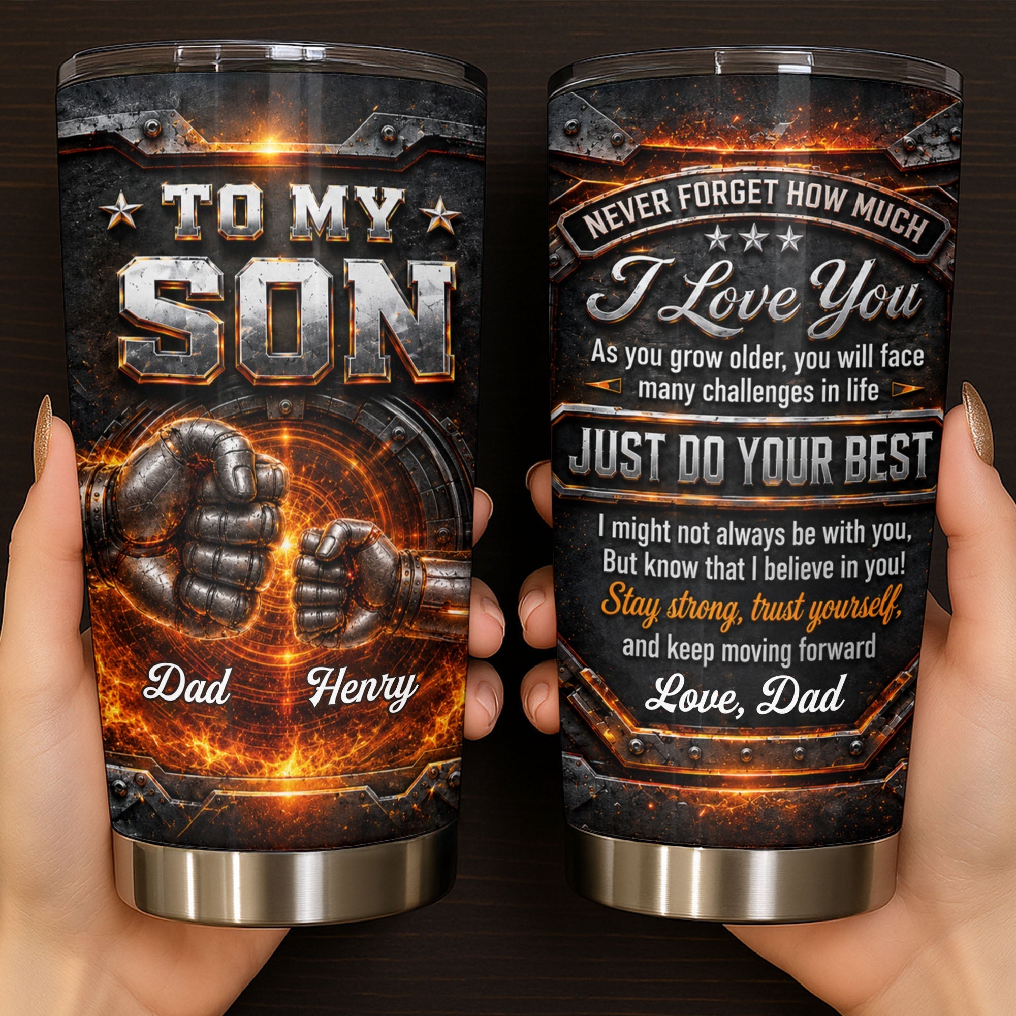 Personalized 20oz Stainless Steel Tumbler for Son Love Note Gift