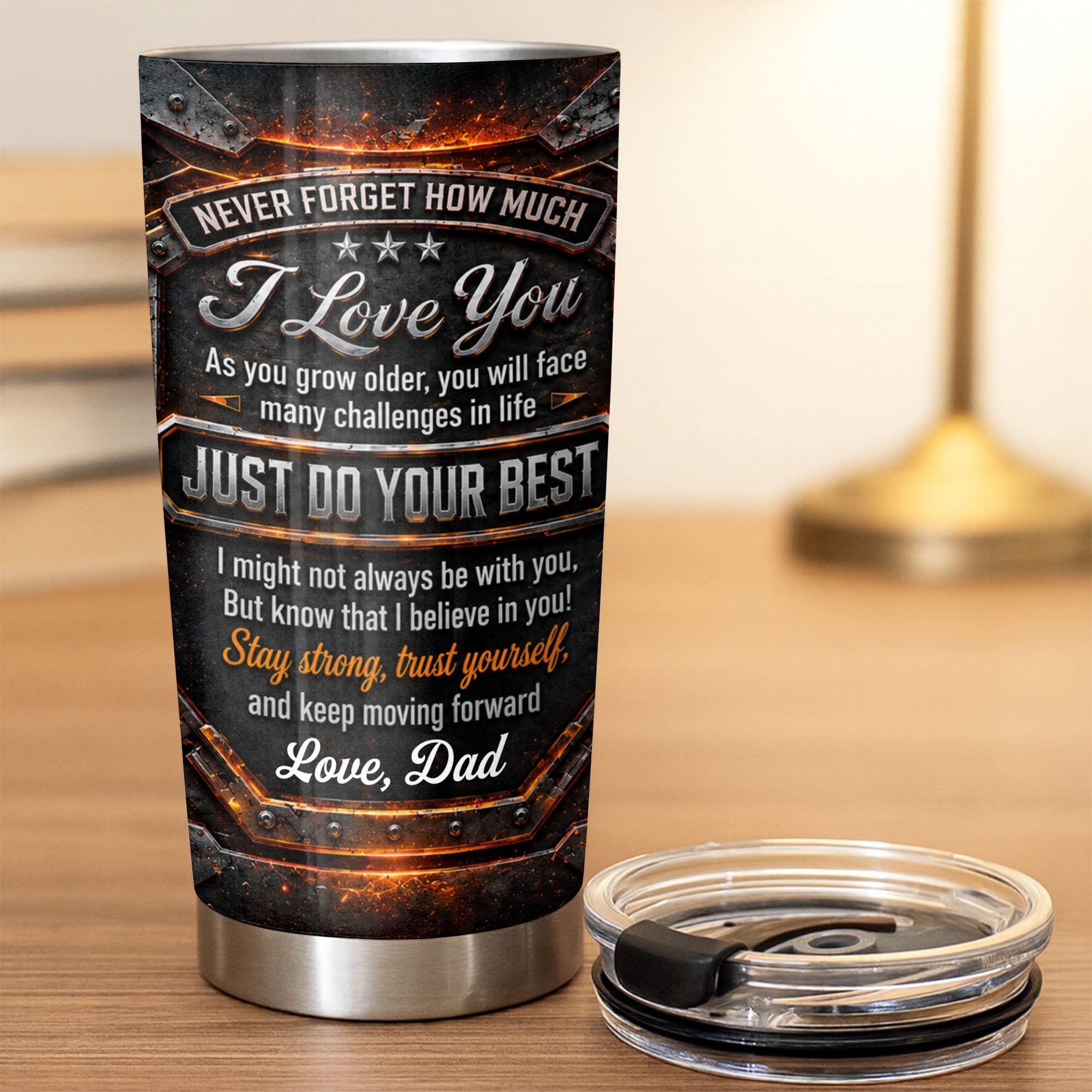 Personalized 20oz Stainless Steel Tumbler for Son Love Note Gift