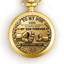 Load image into Gallery viewer, Personalized Gold Pocket Watch Custom Name Gift for Son
