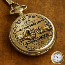 Load image into Gallery viewer, Personalized Gold Pocket Watch Custom Name Gift for Son
