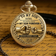 Load image into Gallery viewer, Personalized Gold Pocket Watch Custom Name Gift for Son
