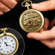 Load image into Gallery viewer, Personalized Gold Pocket Watch Custom Name Gift for Son
