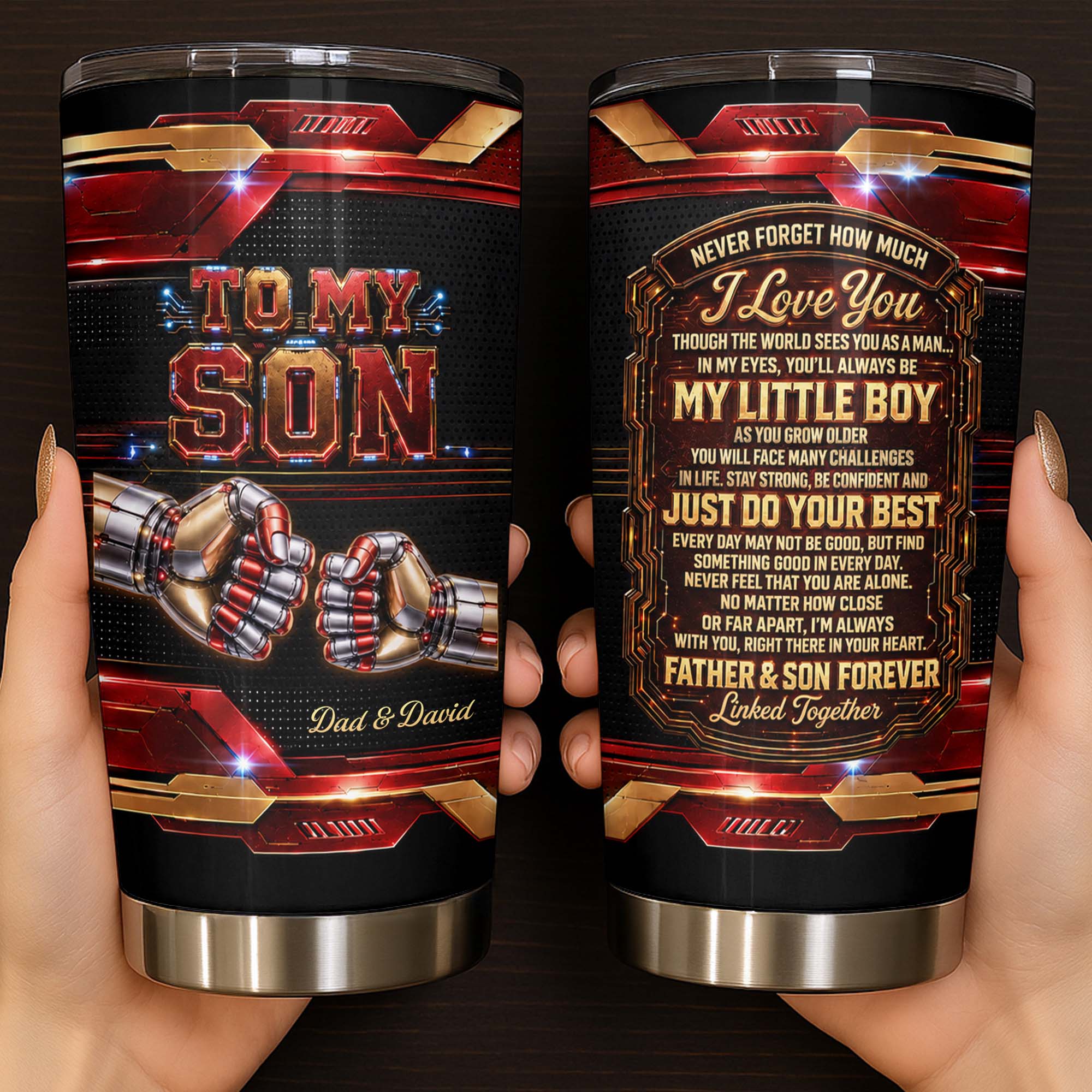 Personalized 20oz Stainless Steel Tumbler Gift for Son