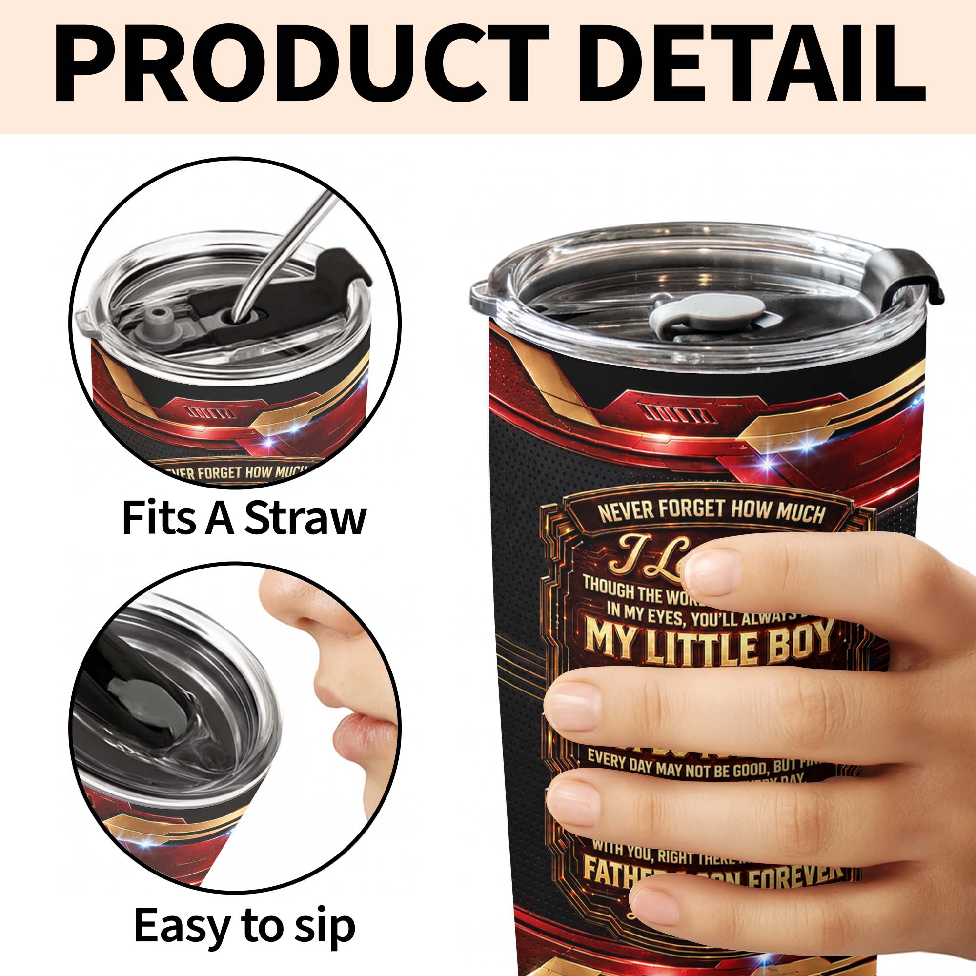 Personalized 20oz Stainless Steel Tumbler Gift for Son