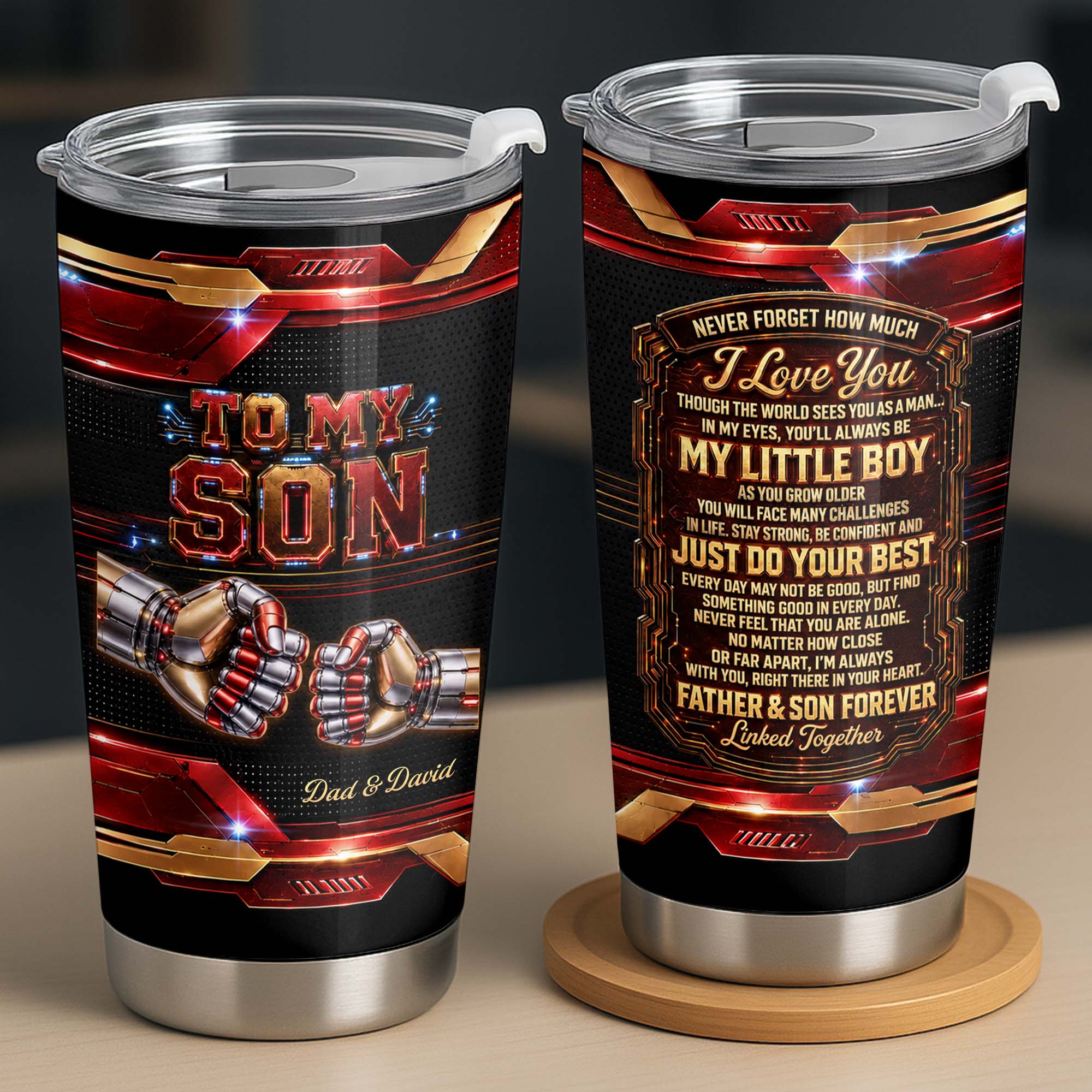 Personalized 20oz Stainless Steel Tumbler Gift for Son