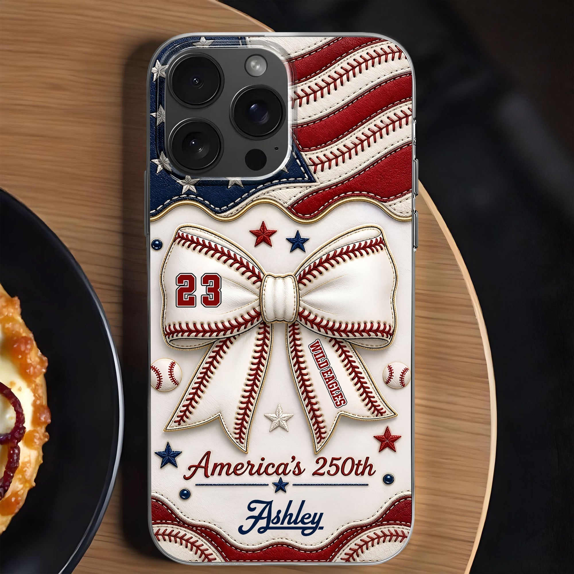 Personalized Clear Phone Case Custom Name 4th of July Gift