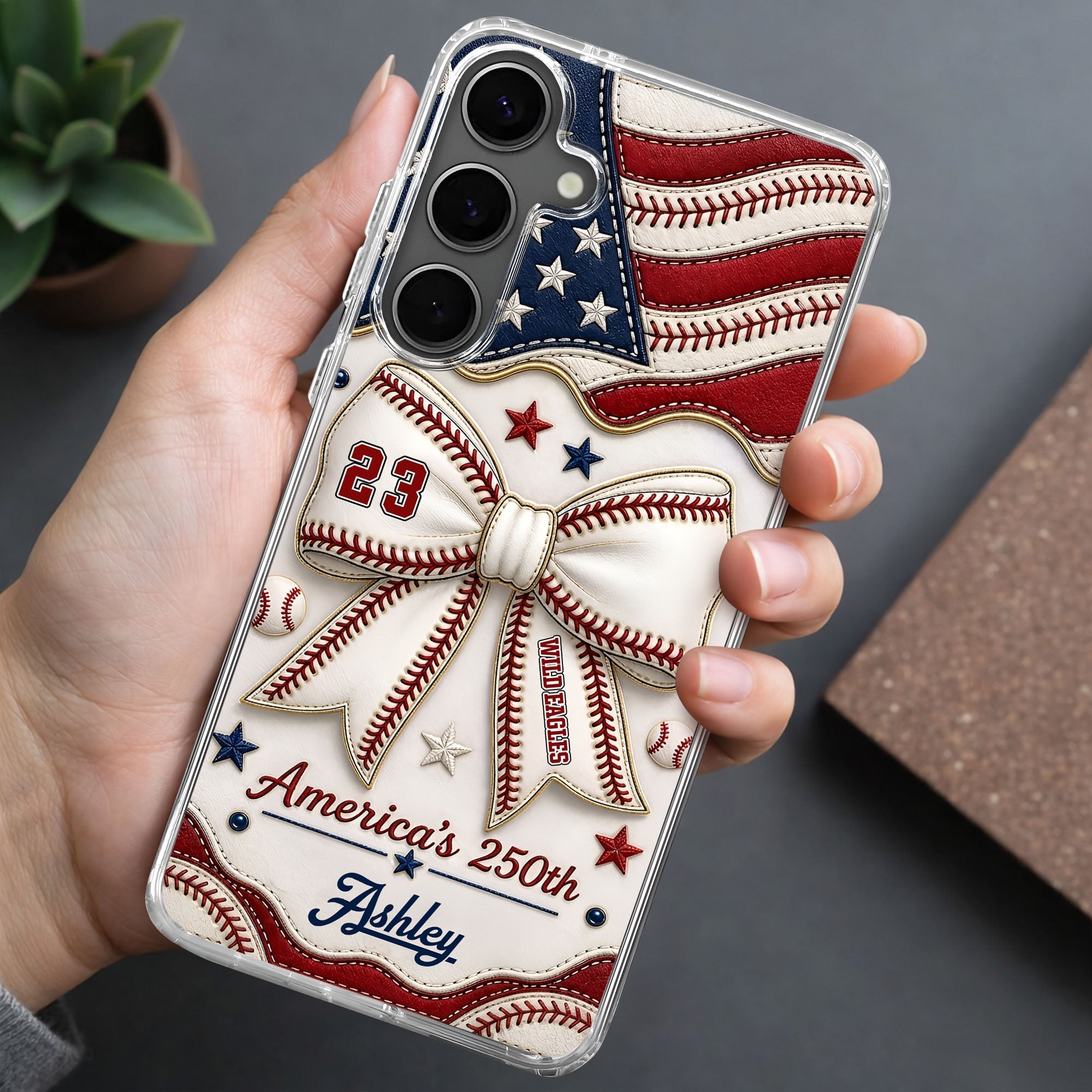 Personalized Clear Phone Case Custom Name 4th of July Gift