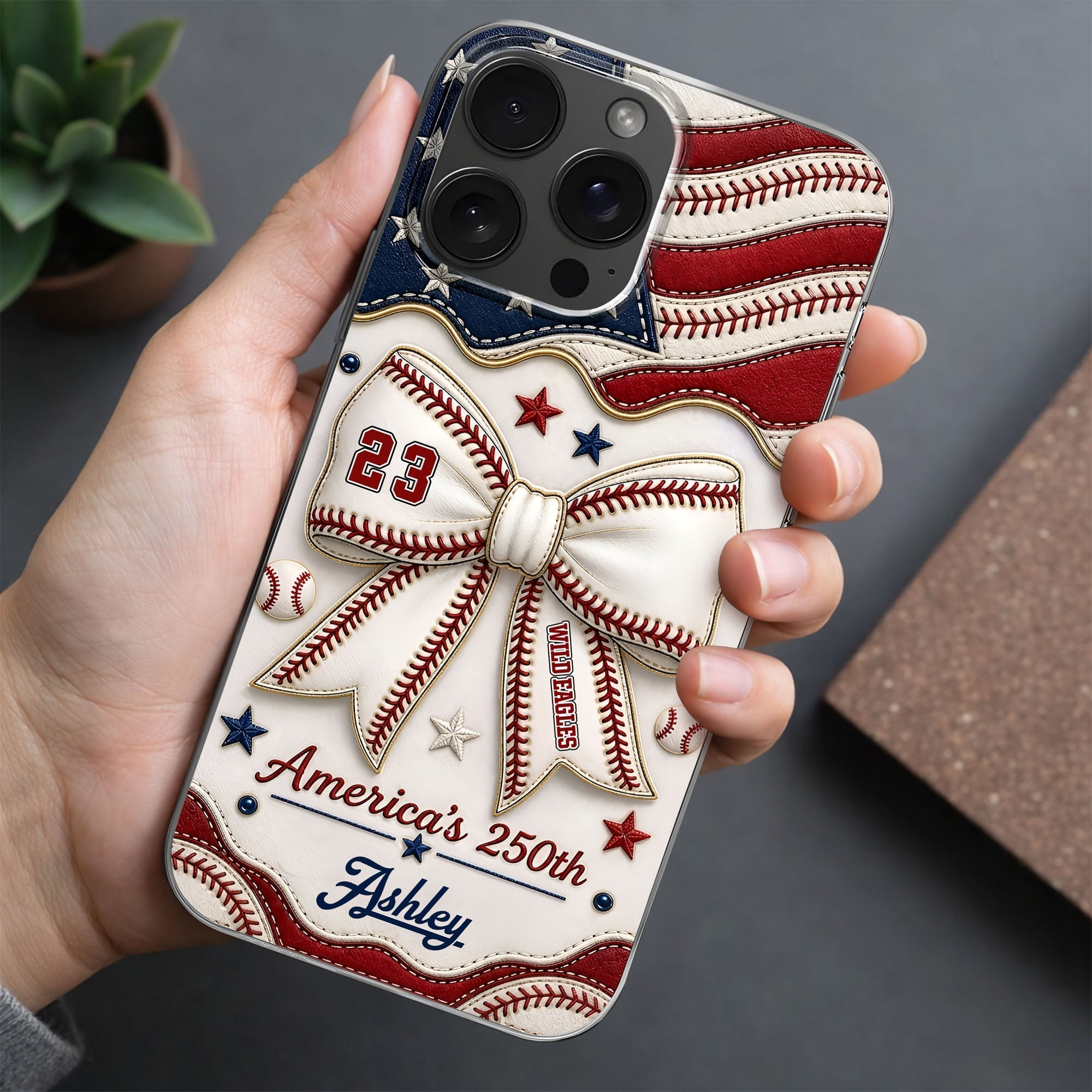 Personalized Clear Phone Case Custom Name 4th of July Gift