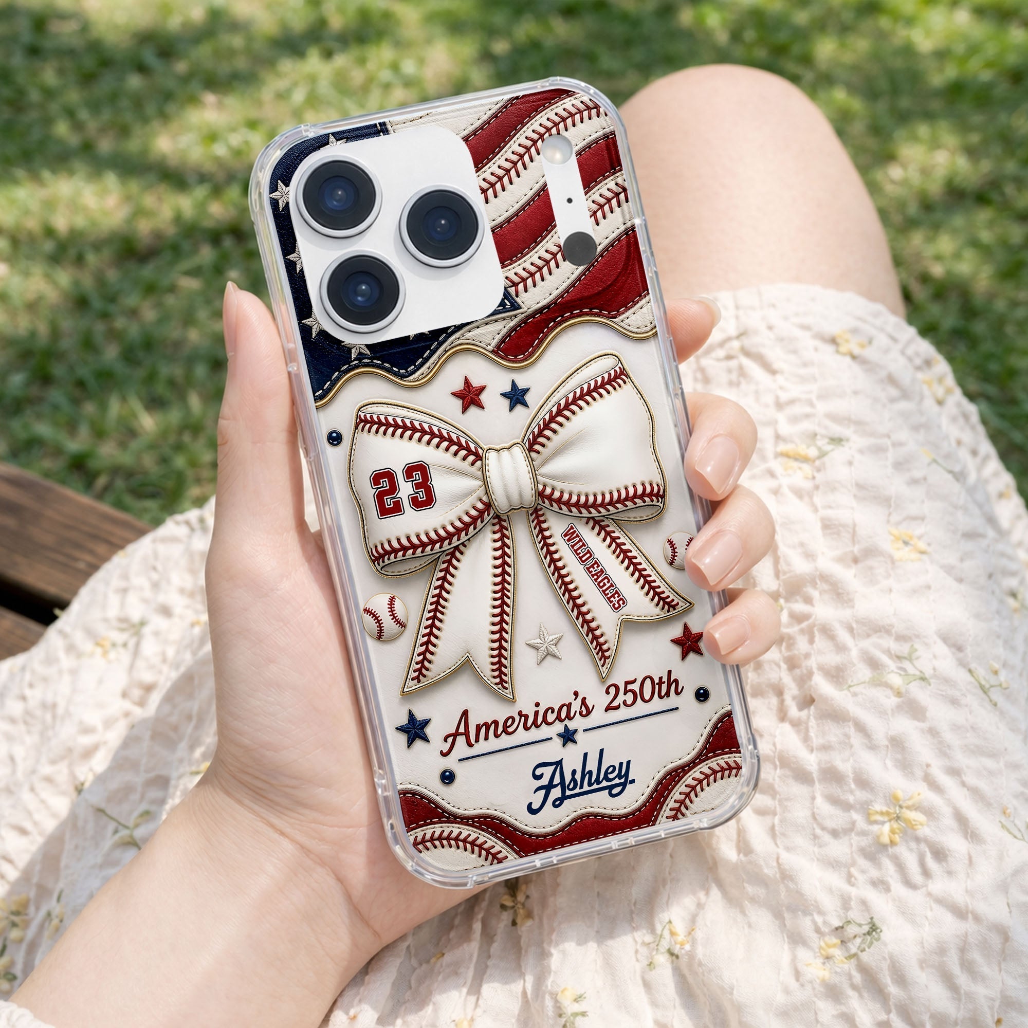 Personalized Clear Phone Case Custom Name 4th of July Gift
