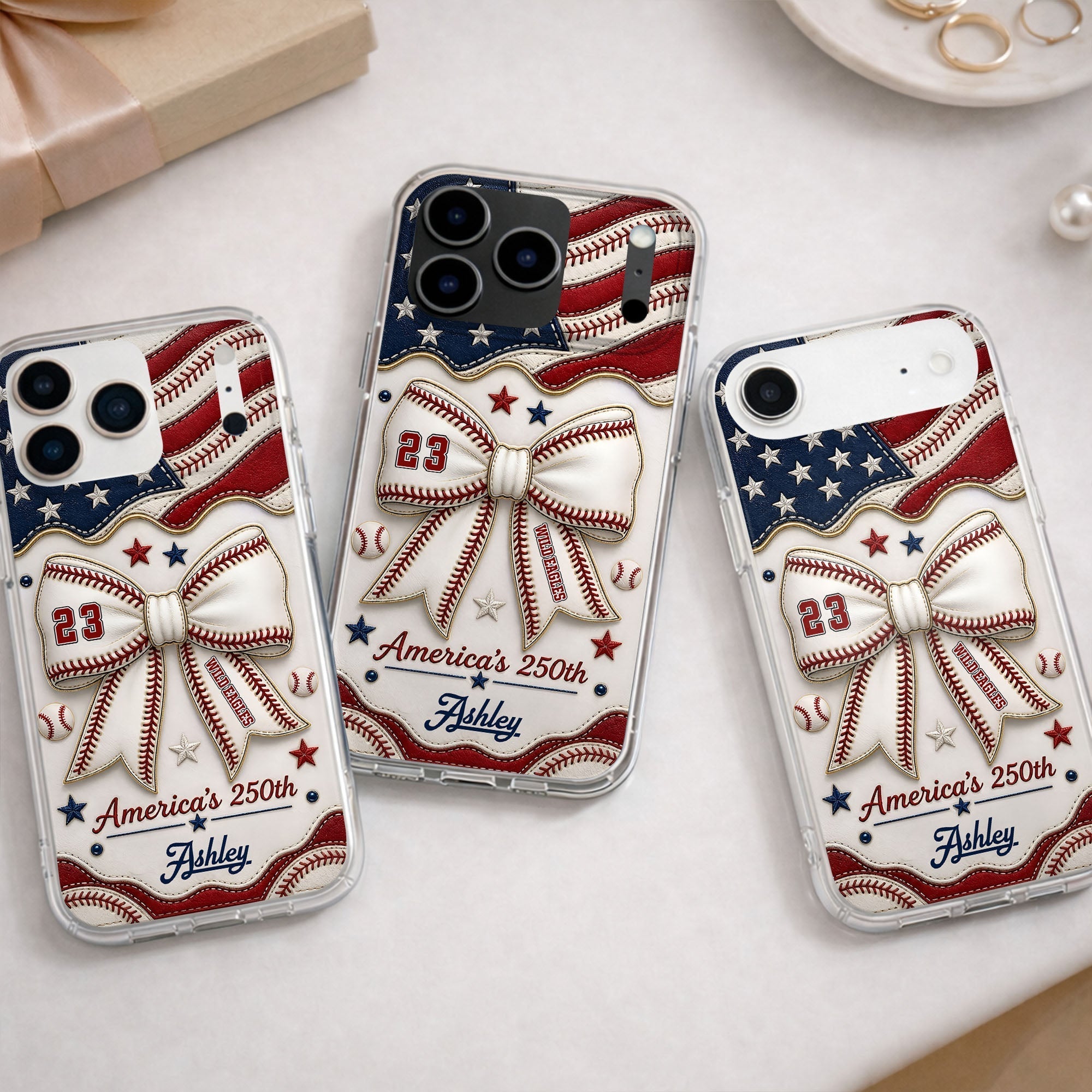 Personalized Clear Phone Case Custom Name 4th of July Gift