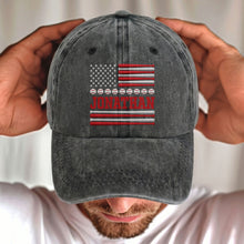 Load image into Gallery viewer, Personalized Washed Denim Cap Custom Name USA Flag Gift for Dad

