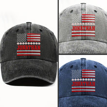 Load image into Gallery viewer, Personalized Washed Denim Cap Custom Name USA Flag Gift for Dad
