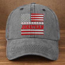 Load image into Gallery viewer, Personalized Washed Denim Cap Custom Name USA Flag Gift for Dad
