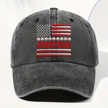 Load image into Gallery viewer, Personalized Washed Denim Cap Custom Name USA Flag Gift for Dad
