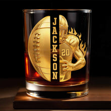 Load image into Gallery viewer, Personalized Custom Whiskey Glass 3D Football Player Gift for Dad

