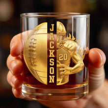 Load image into Gallery viewer, Personalized Custom Whiskey Glass 3D Football Player Gift for Dad
