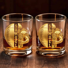 Load image into Gallery viewer, Personalized Custom Whiskey Glass 3D Football Player Gift for Dad
