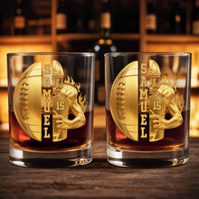 Load image into Gallery viewer, Personalized Custom Whiskey Glass 3D Football Player Gift for Dad
