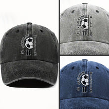 Load image into Gallery viewer, Personalized Washed Denim Cap Custom Name Soccer Gift
