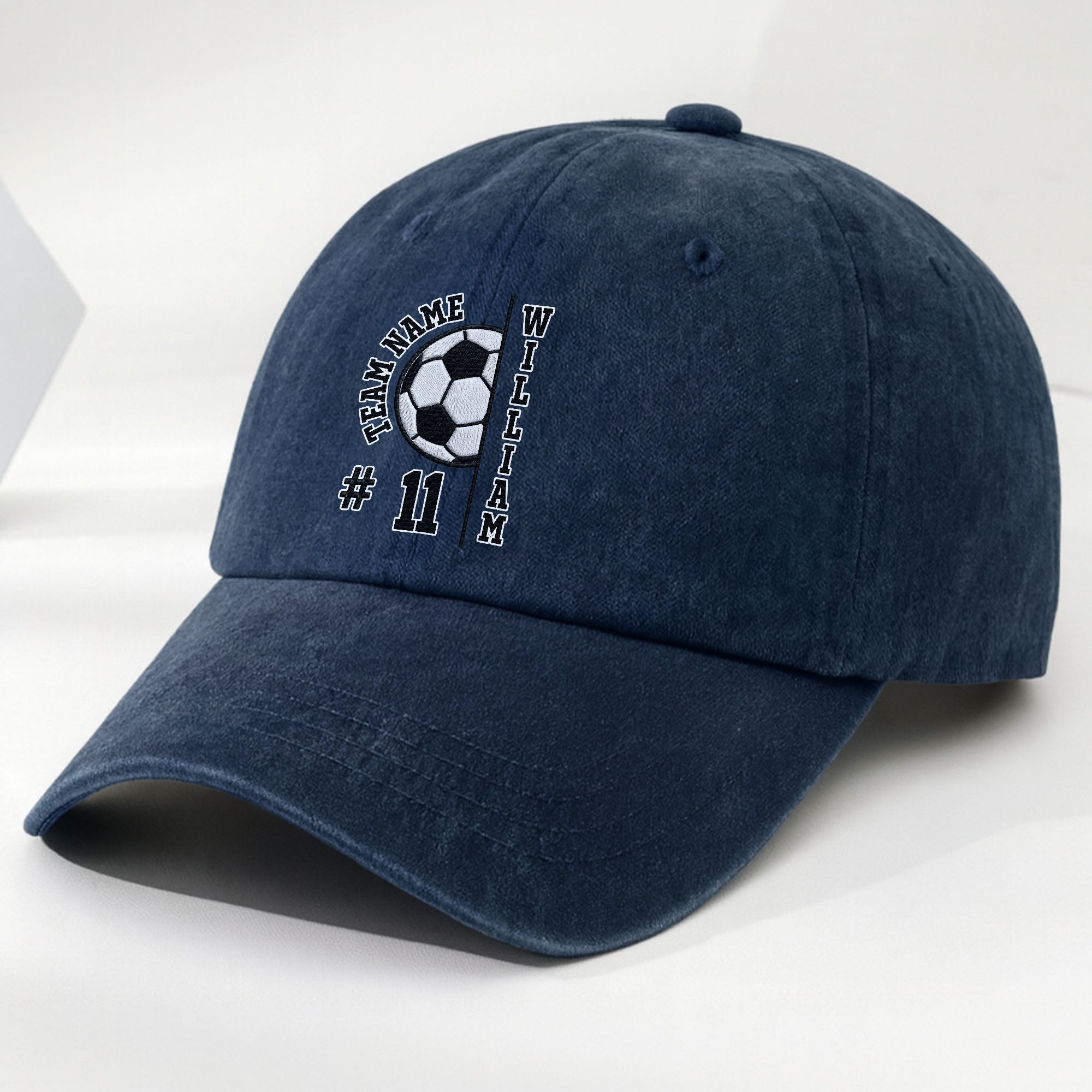 Personalized Washed Denim Cap Custom Name Soccer Gift